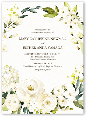 Blooming Beauty Wedding Invitation, White, 6x8 Flat, Luxe Double-Thick Cardstock, Square, White