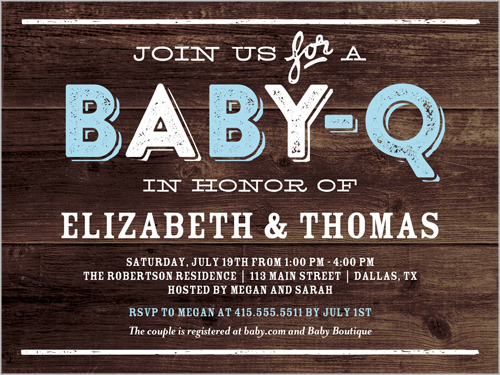 Baby Q Party Boy 4x5 Baby Shower Invitations Shutterfly