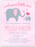 sweet elephant girl baby shower invitation 4x5 flat