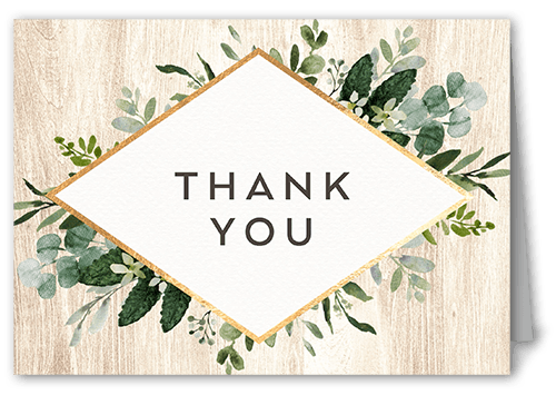 Naturally Green Thank You Card, White, 3x5, White, Matte, Folded Smooth Cardstock