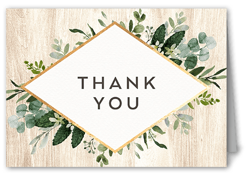 Naturally Green Thank You Card, White, 3x5, Matte, Folded Smooth Cardstock