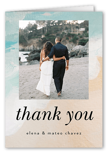 Tropical Tradition Wedding Thank You Card, Beige, 3x5, Matte, Folded Smooth Cardstock