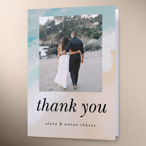 Tropical Tradition Wedding Thank You Card, Beige, 3x5, Matte, Folded Smooth Cardstock
