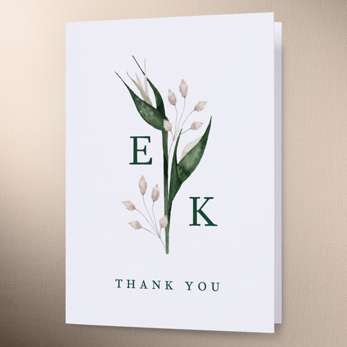 Tropical Flora Wedding Thank You Card, White, 3x5, Matte, Folded Smooth Cardstock