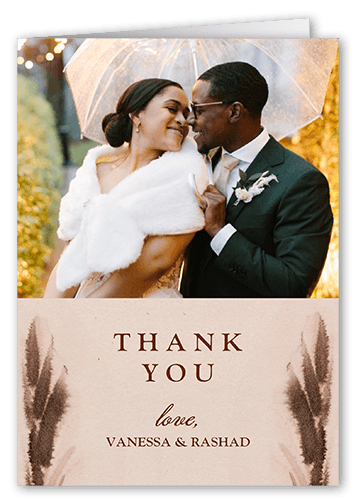 Pampas Meadow Wedding Thank You Card, Beige, 3x5, Matte, Folded Smooth Cardstock