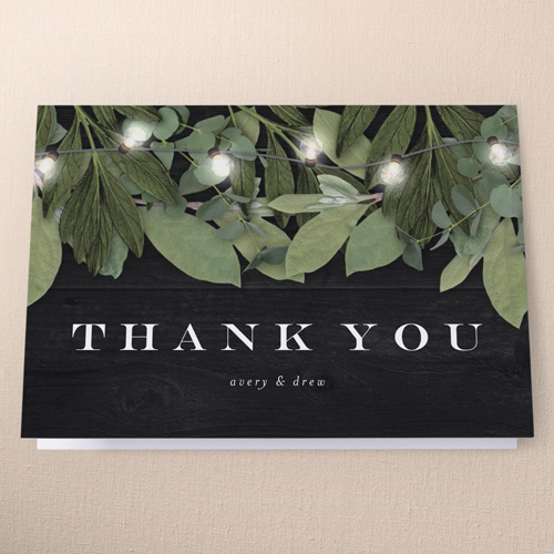 Lit Foliage Wedding Thank You Card, Black, 3x5, Matte, Folded Smooth Cardstock