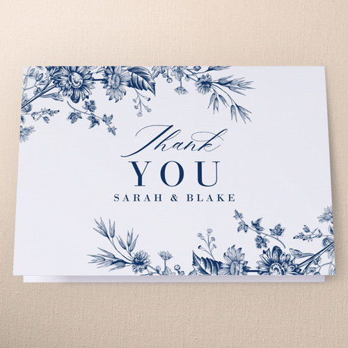 Nautical Blues Wedding Thank You Card, White, 3x5, Matte, Folded Smooth Cardstock