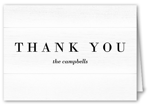 Shiplap Wood Wedding Thank You Card, White, 3x5, Matte, Folded Smooth Cardstock