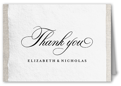 Patterned Paper Thank You Card, Beige, 3x5, Matte, Folded Smooth Cardstock, Cream