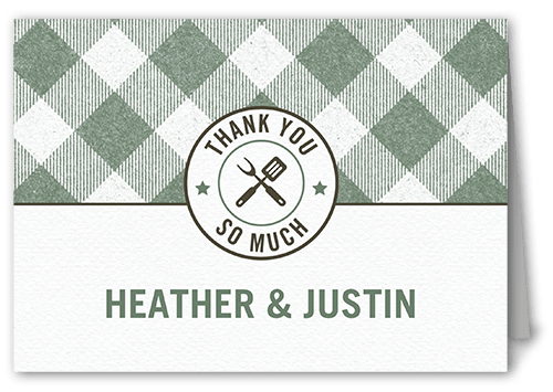 Backyard Banquet Thank You Card, Green, 3x5, Matte, Folded Smooth Cardstock, Green