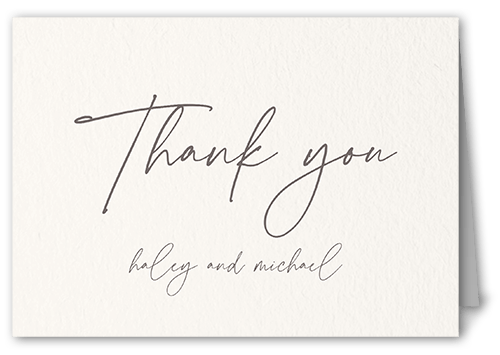 All Script Wedding Thank You Card, White, 3x5, White, Matte, Folded Smooth Cardstock