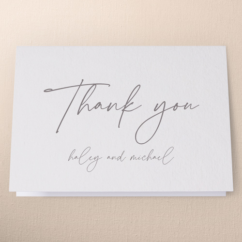 All Script Wedding Thank You Card, White, 3x5, Matte, Folded Smooth Cardstock