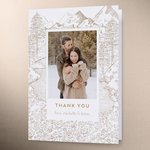 Alpine Affection Wedding Thank You Card, Brown, 3x5, Write Your Own Greeting, Matte, Folded Smooth Cardstock, Deep Chocolate