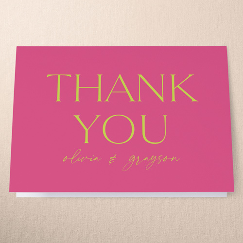 Editable Edition Wedding Thank You Card, Pink, 3x5, Matte, Folded Smooth Cardstock