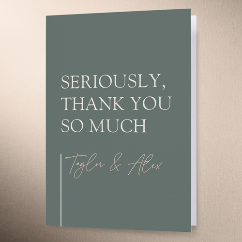 Divine Details Wedding Thank You Card, Green, 3x5, Write Your Own, Matte, Folded Smooth Cardstock, Quarry