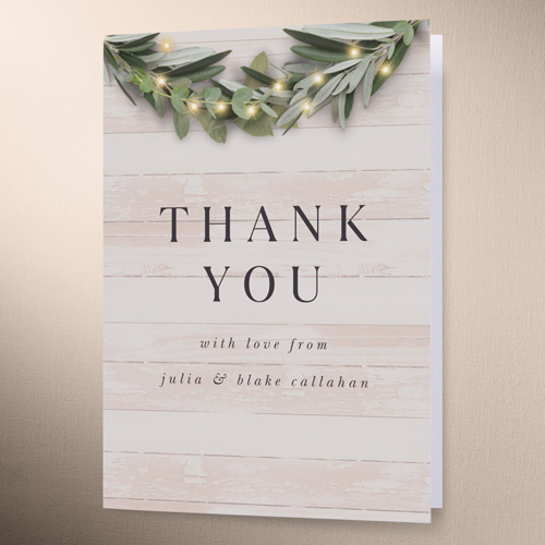 Wooden Wonders Wedding Thank You Card, Brown, 3x5, Matte, Folded Smooth Cardstock