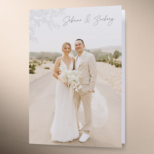 Lace Shadow Wedding Thank You Card, Gray, 3x5, Matte, Folded Smooth Cardstock