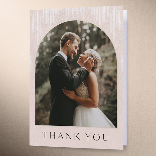 Shimmering Serenity Wedding Thank You Card, Beige, 3x5, Matte, Folded Smooth Cardstock