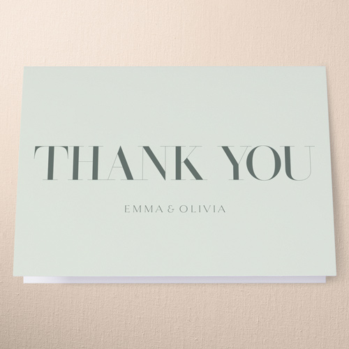 Serene Simplicity Wedding Thank You Card, Green, 3x5, Matte, Folded Smooth Cardstock, Green