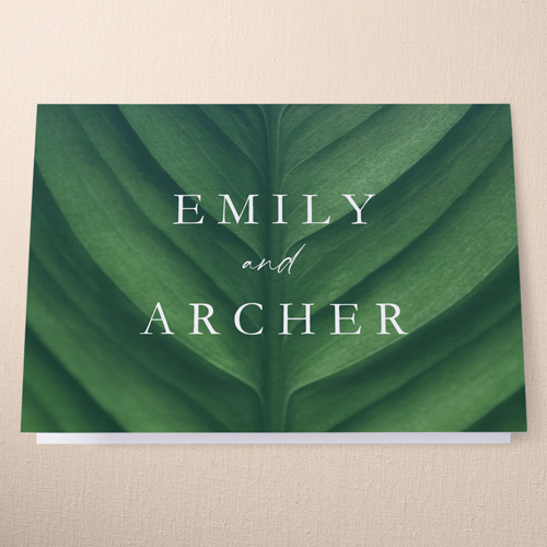 Leafy Lush Wedding Thank You Card, Green, 3x5, Matte, Folded Smooth Cardstock, Dark Green
