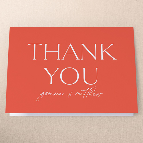 Editable Edition Wedding Thank You Card, Red, 3x5, Write Your Own, Matte, Folded Smooth Cardstock, Blaze