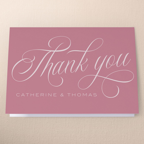 The Wedding Of Wedding Thank You Card, Pink, 3x5, Matte, Folded Smooth Cardstock, Faded Rose