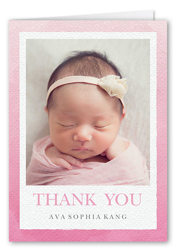 Gradient Watercolor Thank You Card, Pink, Matte, Folded Smooth Cardstock
