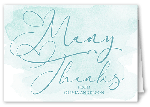 Grand Graceful Script Thank You Card, Green, 3x5, Matte, Folded Smooth Cardstock