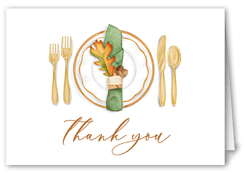Thanksgiving Setting Thank You Card, White, 3x5, Matte, Folded Smooth Cardstock