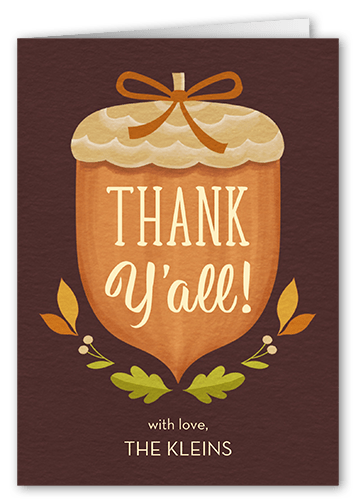 Thankfall Yall Thank You Card, Brown, 3x5, Matte, Folded Smooth Cardstock, Rust