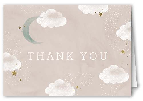 Tranquil Moon Thank You Card, Beige, 3x5, Matte, Folded Smooth Cardstock