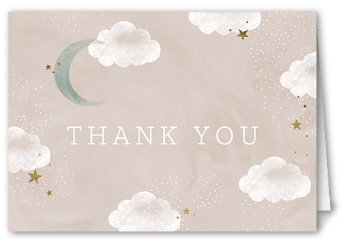 Tranquil Moon Thank You Card, Beige, 3x5, Matte, Folded Smooth Cardstock, Pebble