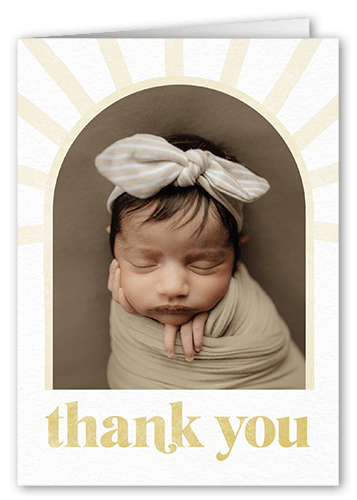 Sunny Rays Thank You Card, Beige, 3x5, Matte, Folded Smooth Cardstock, Champagne