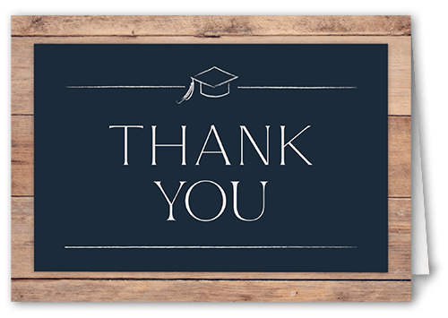 Classy Commencement Thank You Card, Blue, 3x5, Matte, Folded Smooth Cardstock, Midnight