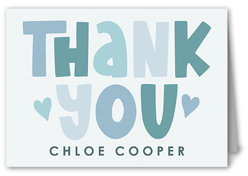 Hello Tiny One Thank You Card, Blue, 3x5, Matte, Folded Smooth Cardstock, Blue