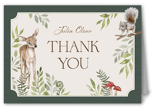 Lovely Woodland Thank You Card, Green, 3x5, Matte, Folded Smooth Cardstock