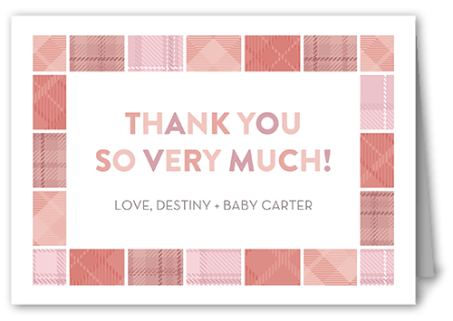 Blocky Tile Thank You Card, Pink, 3x5, Matte, Folded Smooth Cardstock