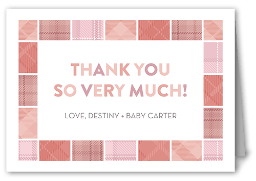 Blocky Tile Thank You Card, Pink, 3x5, Matte, Folded Smooth Cardstock, Rose