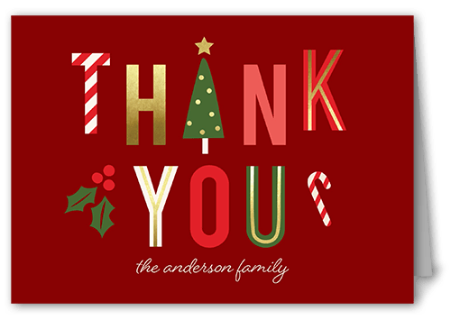 Best Holly Icons Thank You Card, Red, 3x5, Matte, Folded Smooth Cardstock