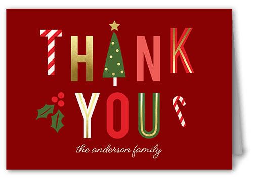 Best Holly Icons Thank You Card, Red, 3x5, Matte, Folded Smooth Cardstock, Red