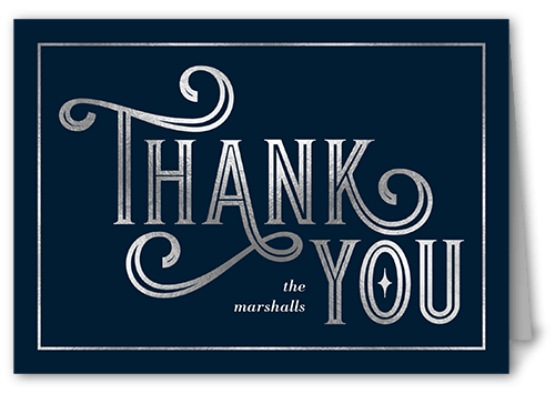 Deco Party Thank You Card, Grey, 3x5, Matte, Folded Smooth Cardstock, Silver