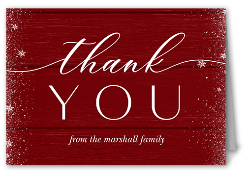 Snowy Winter Thank You Card, Red, 3x5, Matte, Folded Smooth Cardstock