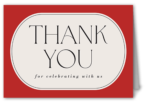 Modern Deco Joy Thank You Card, Red, 3x5, Matte, Folded Smooth Cardstock