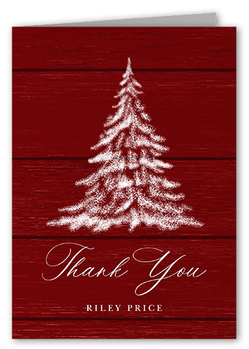 Tree Glow Thank You Card, Red, 3x5, Matte, Folded Smooth Cardstock, Rich Red