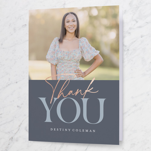 Top Class Thank You Card, Gray, 3x5, Matte, Folded Smooth Cardstock