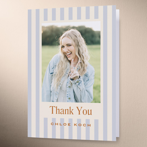 Pinstripe Passion Thank You Card, Gray, 3x5, Write Your Own Greeting, Matte, Folded Smooth Cardstock, Gray