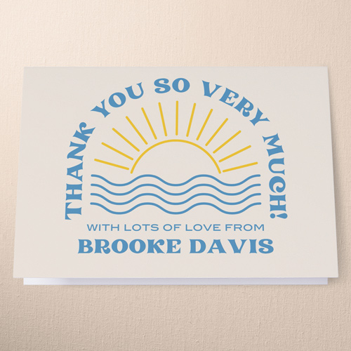 Sunny Seascape Thank You Card, Beige, 3x5, Matte, Folded Smooth Cardstock, Cream