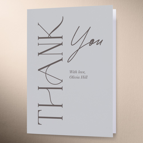 Timeless Type Thank You Card, Gray, 3x5, Write Your Own Greeting, Matte, Folded Smooth Cardstock