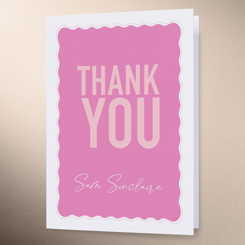 Bubbly Bliss Thank You Card, Pink, 3x5, Matte, Folded Smooth Cardstock