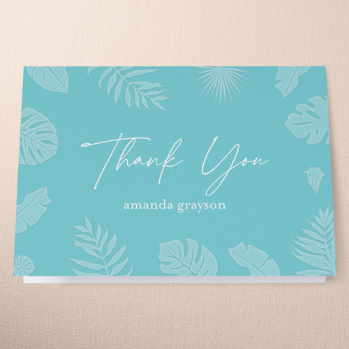 Seasonal Outline Thank You Card, Blue, 3x5, Matte, Folded Smooth Cardstock, Teal